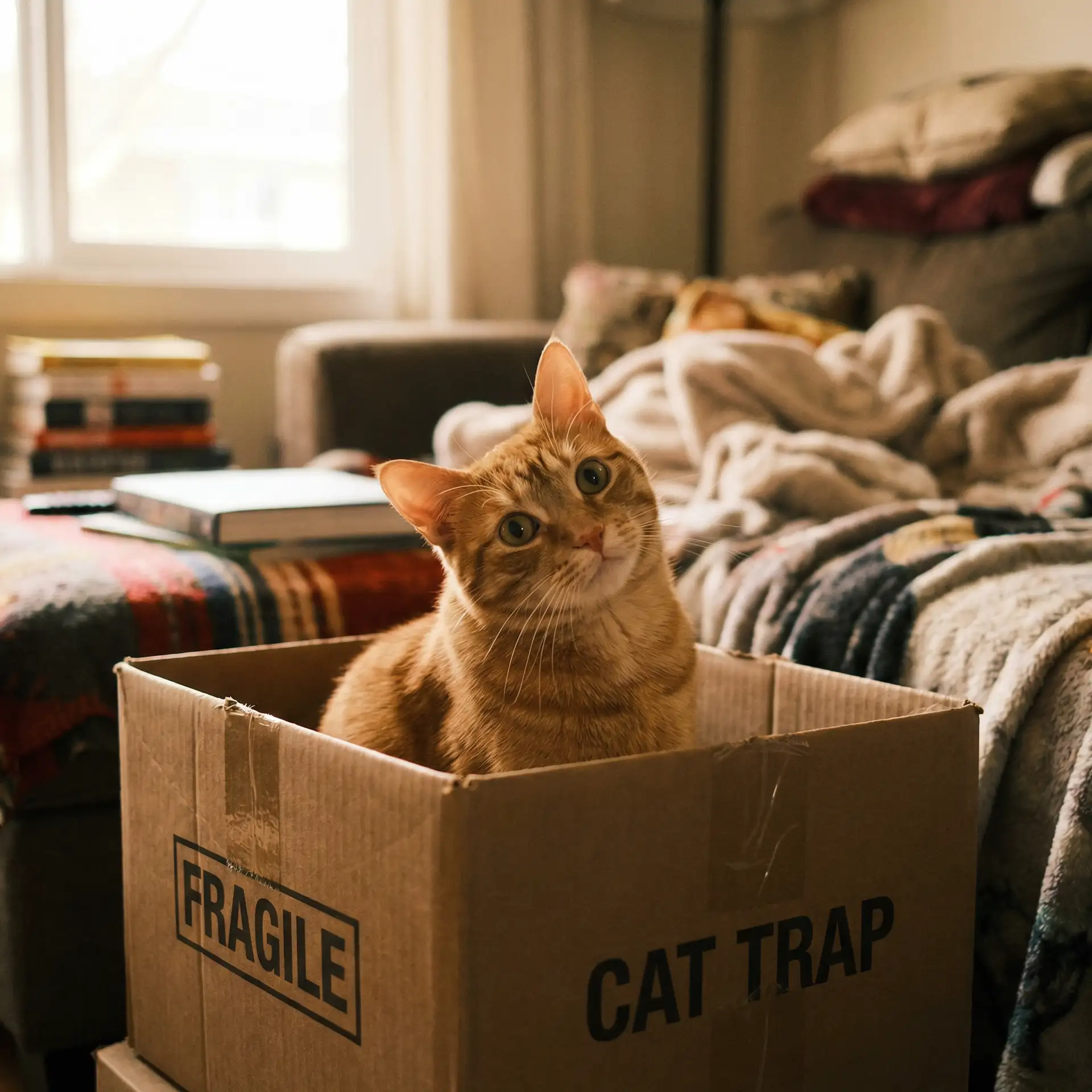 橘猫躲在纸箱里 - 久久丫线这里只精品