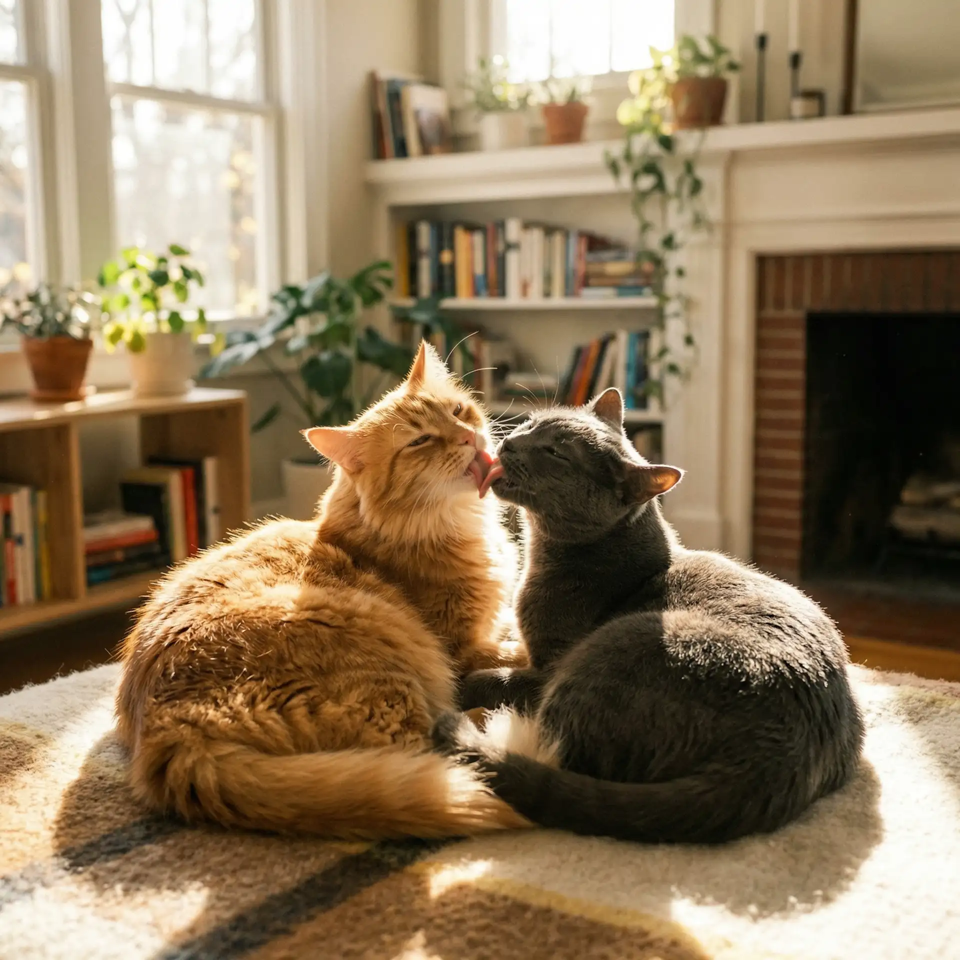 两只猫互相梳毛 - 久久丫线这里只精品