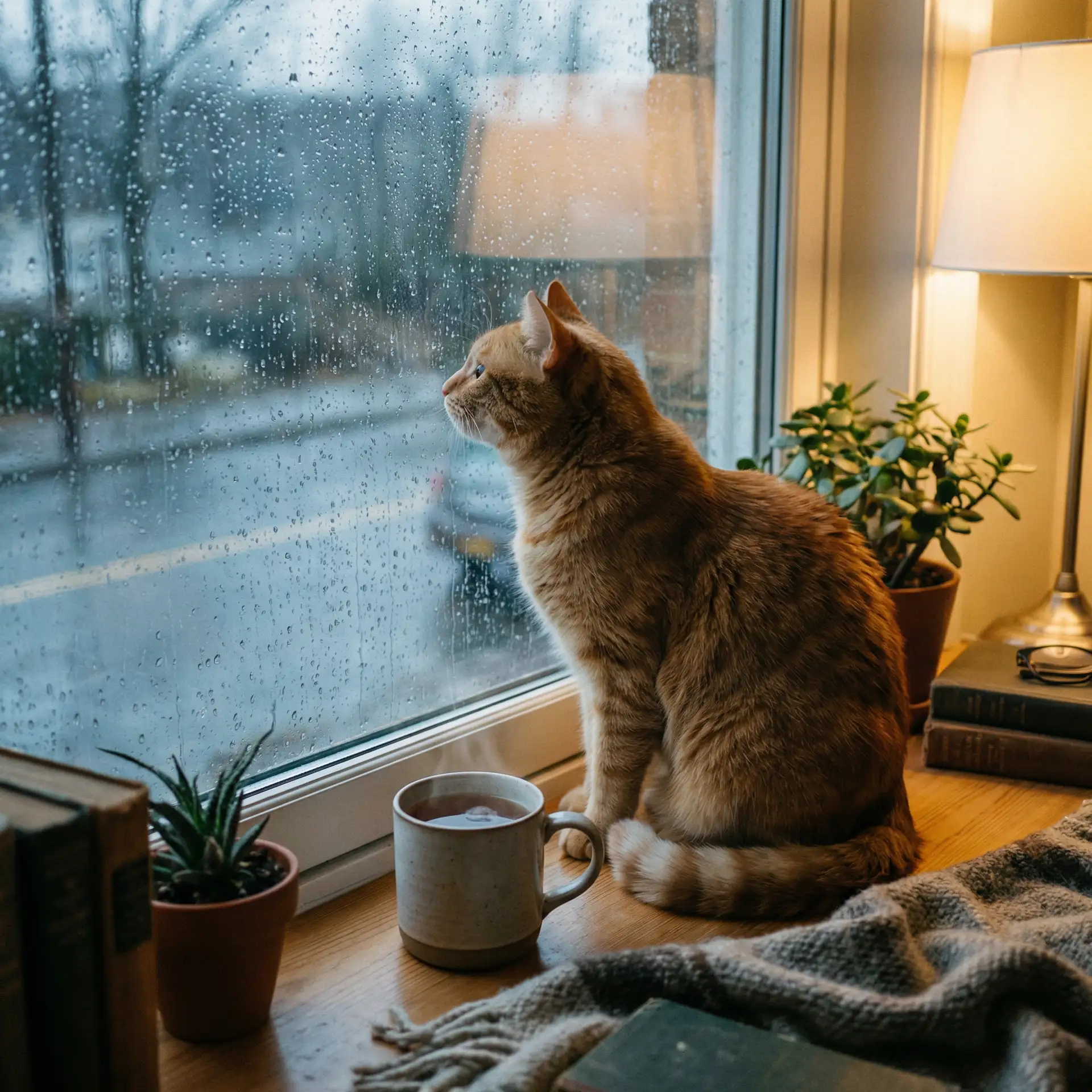 猫咪望着窗外的雨 - 久久丫线这里只精品